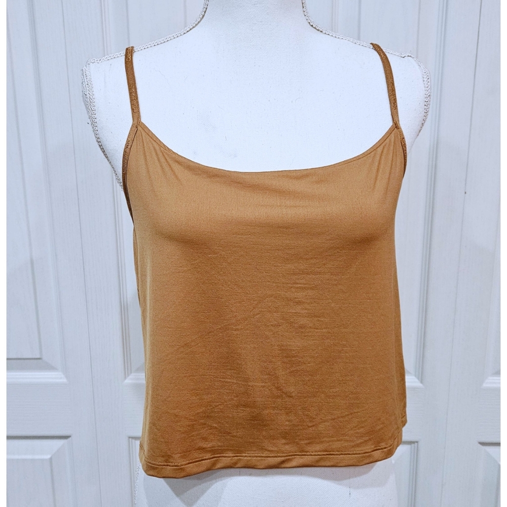 NWT CALVIN KLEIN Tan Cropped Logo Tank Size Large